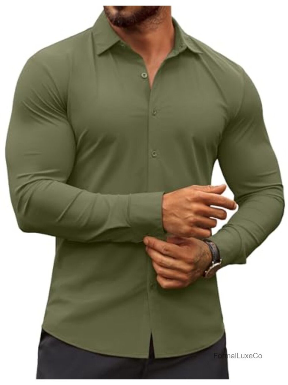 Men's Muscle Fit Wrinkle-Free Long Sleeve Button Down Dress Shirt